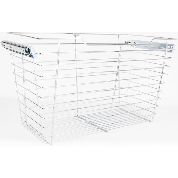 Hardware Resources Chrome Closet Pullout Basket with Slides 16"Dx29"Wx17"H POB1-162917CH